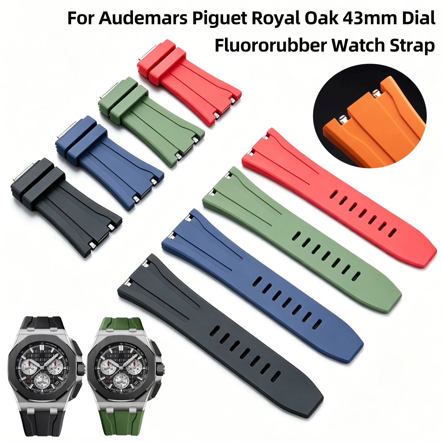 Fluororubber Quick Release Watch Strap For Audemars Piguet Royal Oak 26420 series 43mm Dial Replacement Rubber watchBand
Fluororubber Quick Release Watch Strap For Audemars Piguet Royal Oak 26420 series 43mm Dial Replacement Rubber watchBand