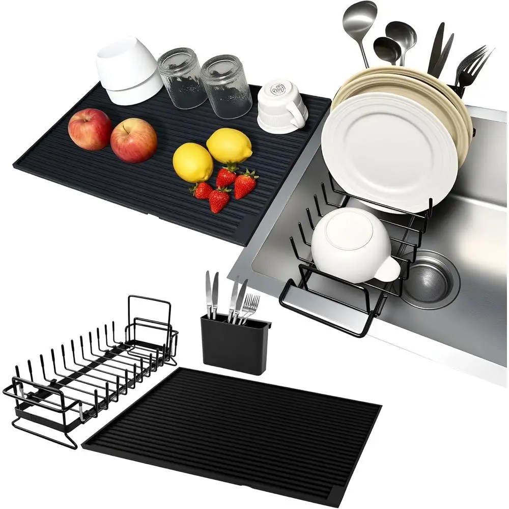 Dish Drying Rack, StainlSteel Expandable in Sink & Countertop, Space Saving with Silicone Mat and Drying Rack or Kitchen, Rv, Co
Dish Drying Rack, StainlSteel Expandable in Sink & Countertop, Space Saving with Silicone Mat and Drying Rack or Kitchen, Rv, Co