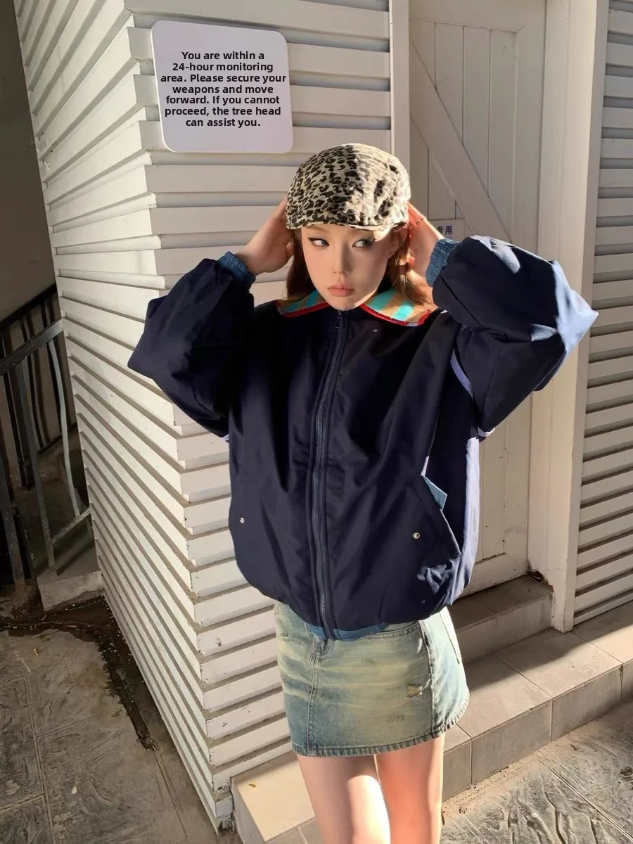 American Retro Design Color Blo Collar Jaet Loose Casual ex Spring Autumn Outerwear for Couples Trendy Youth
American Retro Design Color Blo Collar Jaet Loose Casual ex Spring Autumn Outerwear for Couples Trendy Youth