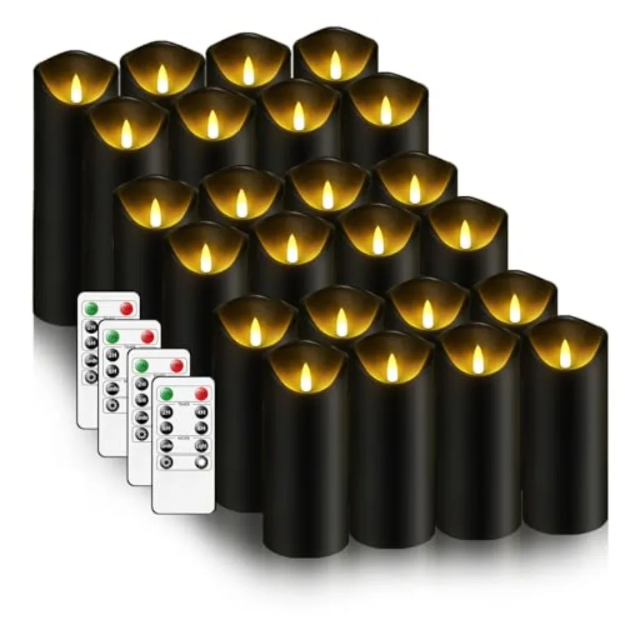 Flickering Flameless Candles, Battery Operated Plastic LED Pillar Candles with Remote Control and Timer, Set of 24
Flickering Flameless Candles, Battery Operated Plastic LED Pillar Candles with Remote Control and Timer, Set of 24