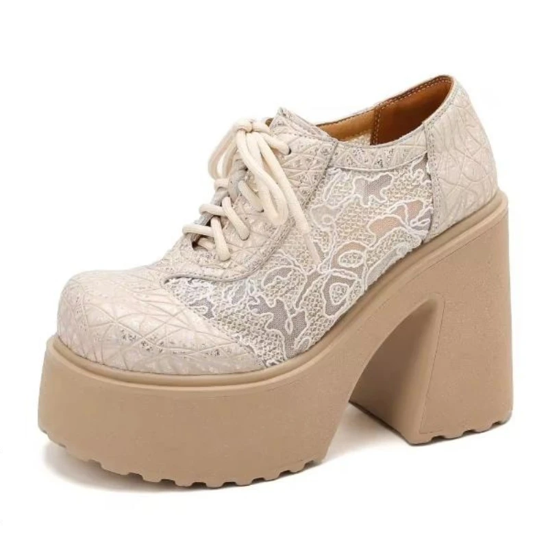 2026 New Women's Spring Summer Genuine Leather Lace Up Lace Embroidered 12CM Block Heel Sweet Cool Slim Embossed Glitter Pumps
2026 New Women's Spring Summer Genuine Leather Lace Up Lace Embroidered 12CM Block Heel Sweet Cool Slim Embossed Glitter Pumps