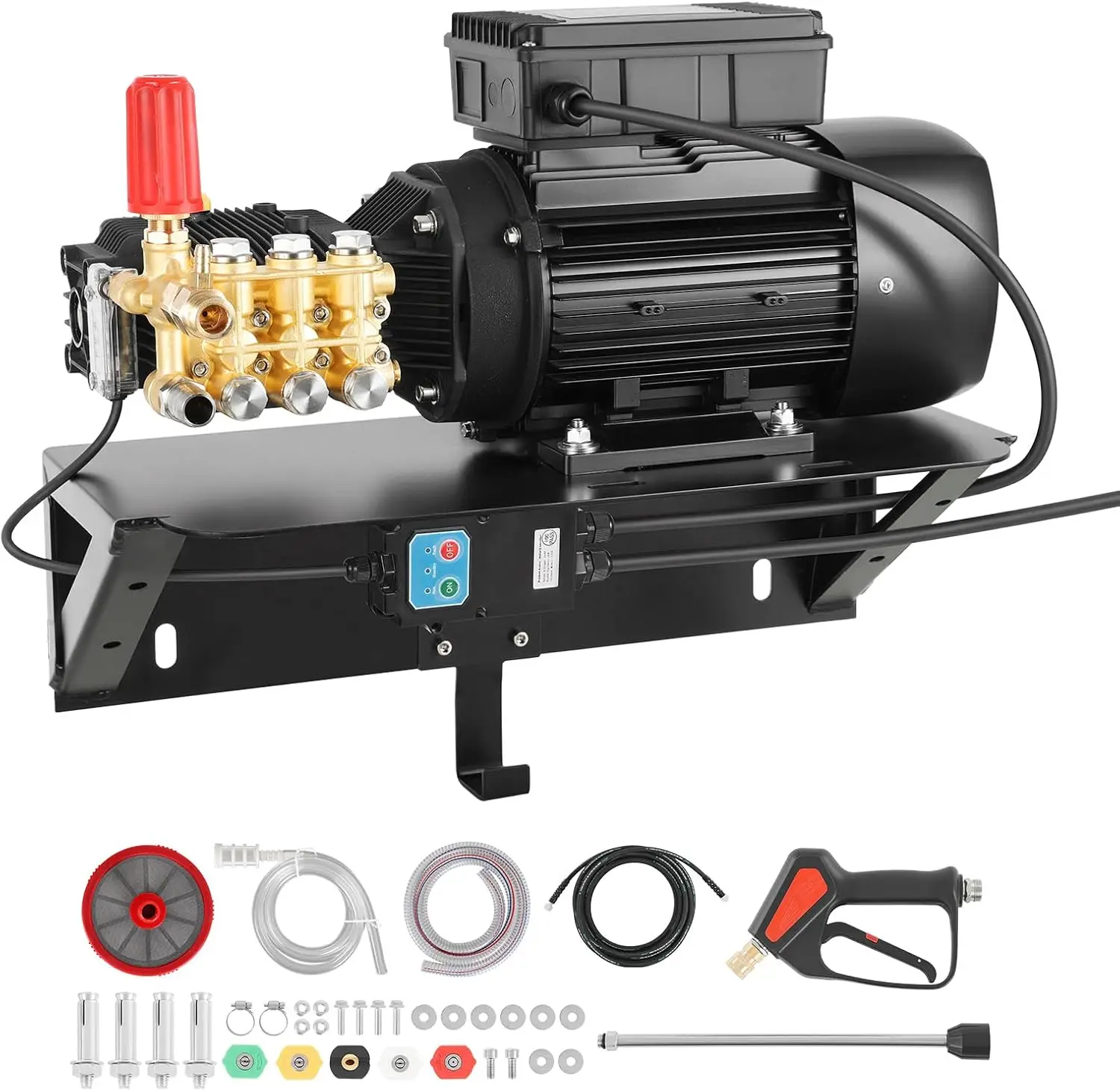 Electric Pressure Washer Pump Kit, 1220 PSI, 2.2 GPM, Triplex Power Washer Pump with 2 HP Motor 120 V, Includes Wall Mount Brack
Electric Pressure Washer Pump Kit, 1220 PSI, 2.2 GPM, Triplex Power Washer Pump with 2 HP Motor 120 V, Includes Wall Mount Brack