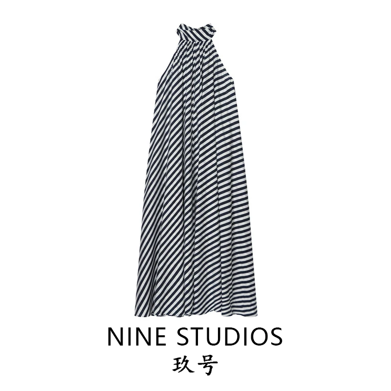 Elegant A-Line Striped Long Dress with Neckline Bow Design Women's Fashion Summer Polyester Gown Casual High Collar Dress
Elegant A-Line Striped Long Dress with Neckline Bow Design Women's Fashion Summer Polyester Gown Casual High Collar Dress