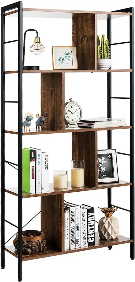 5-Tier Bookshelf, Industrial Style Bookcase With Metal Frame, Free Standing Storage Display Shelves, Home Office Study Storage
5-Tier Bookshelf, Industrial Style Bookcase With Metal Frame, Free Standing Storage Display Shelves, Home Office Study Storage