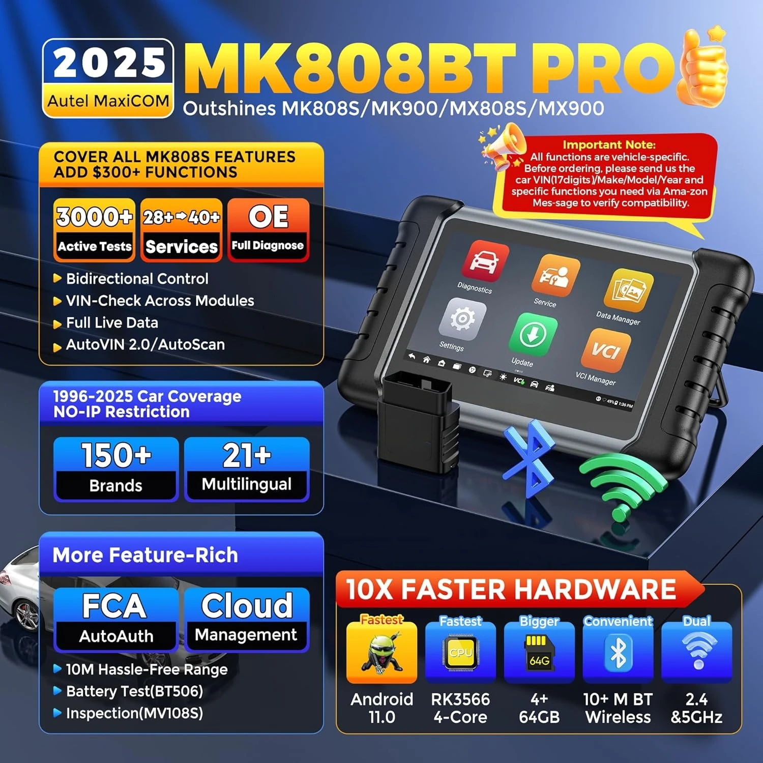Scanner MaxiCOM MK808BT PRO, 2025 2.0 Full Bidirectional Diagnostic Tool as MK900 MX900 MK900BT, Pro Ver. of MK808S MX808S,Hot
Scanner MaxiCOM MK808BT PRO, 2025 2.0 Full Bidirectional Diagnostic Tool as MK900 MX900 MK900BT, Pro Ver. of MK808S MX808S,Hot