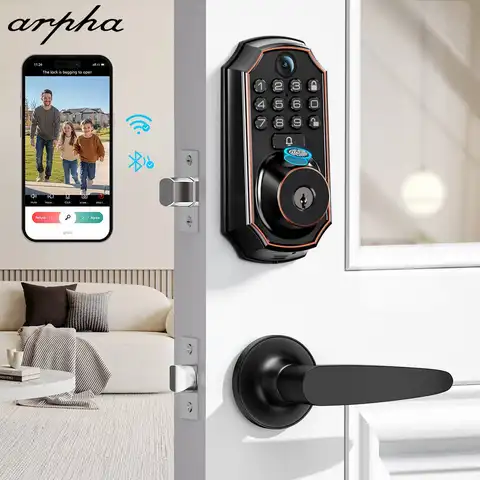 ARPHA Smart Lock D289L Zestaw WiFi Video Smart Lock z kamerą i dzwonkiem do drzwi 5 w 1 Bezkluczykowy zamek do drzwi z czytnikiem linii papilarnych Dwukierunkowe audio