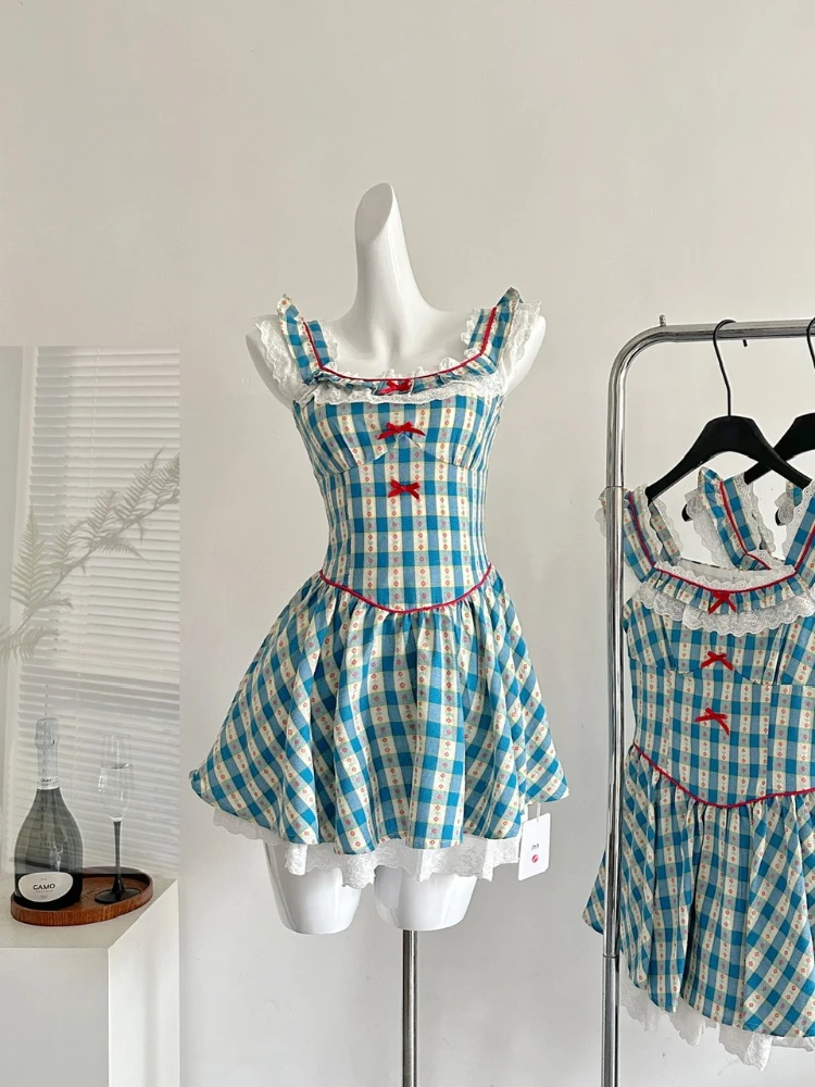 Summer New Women Cute Core Mini Dress Plaid Square Collar Frock Birthday Shoujo Party A-line Mori Girl One-Piece 2000s Aesthetic
Summer New Women Cute Core Mini Dress Plaid Square Collar Frock Birthday Shoujo Party A-line Mori Girl One-Piece 2000s Aesthetic
