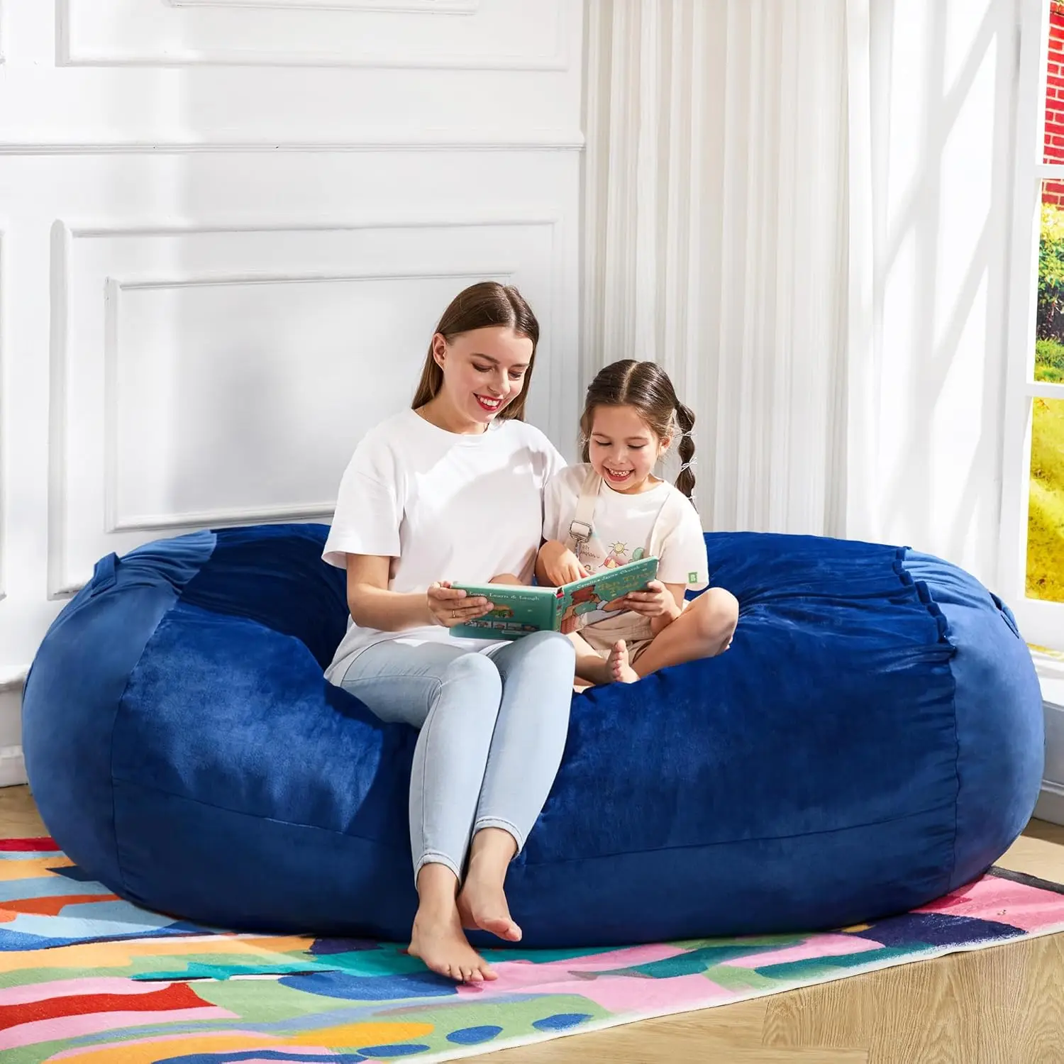 4FT Large Bean Bag Chair with Removable Cover and Portable Handle for Living Room Bedroom in Blue
4FT Large Bean Bag Chair with Removable Cover and Portable Handle for Living Room Bedroom in Blue