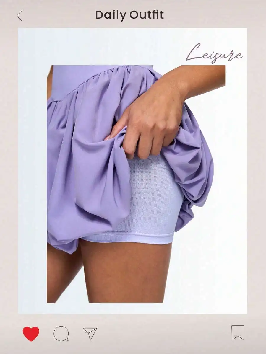 Light Purple Bubble Hem Tennis Dress With Built-In Shorts Sleeveless Athletic Skirt Breathable Stretch Sportswear
Light Purple Bubble Hem Tennis Dress With Built-In Shorts Sleeveless Athletic Skirt Breathable Stretch Sportswear