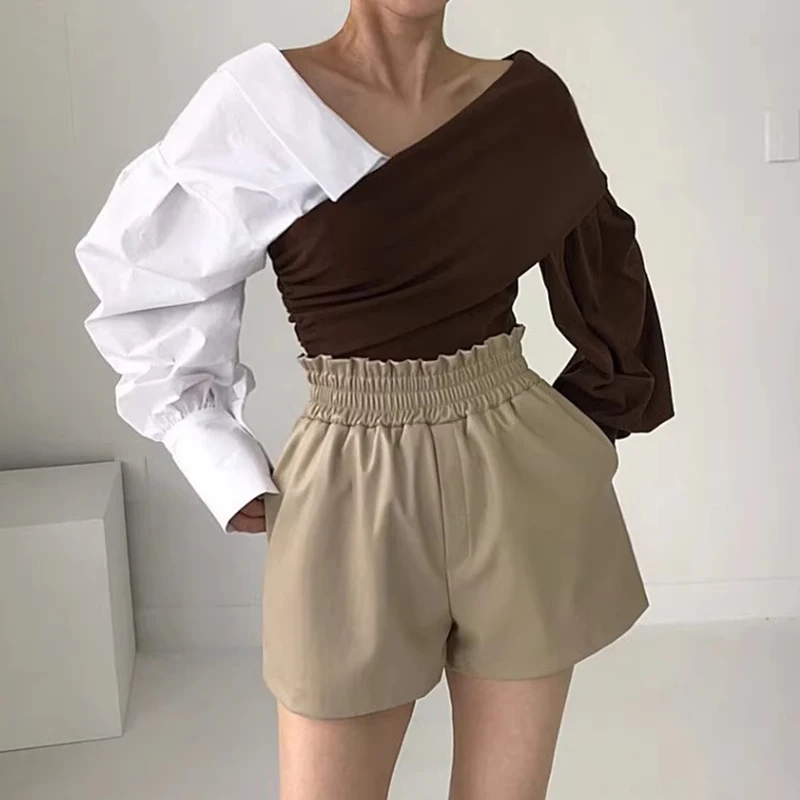 SuperAen Korean Style Design V-neck Slim Waist Contrast Color Patchwork Lantern Sleeve Knitting Top Woman Casual Tshirt
SuperAen Korean Style Design V-neck Slim Waist Contrast Color Patchwork Lantern Sleeve Knitting Top Woman Casual Tshirt