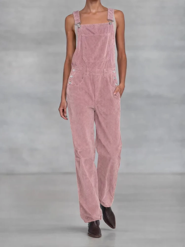 Elegant Lady Pocket Commute Playsuits Autumn Winter New High Waist Wide Leg Romper Women Fashion Solid Corduroy Halter Jumpsuits
Elegant Lady Pocket Commute Playsuits Autumn Winter New High Waist Wide Leg Romper Women Fashion Solid Corduroy Halter Jumpsuits