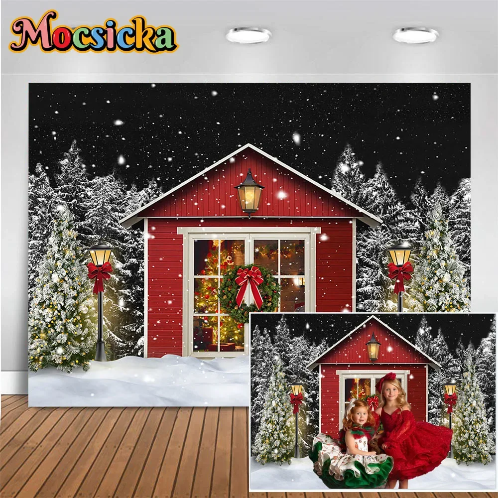 Mocsicka Christmas Red Barn Backdrop Banner New Year's Eve Xmas Tree Forest Snow Decoration Background Kid Birthday Studio Photo
Mocsicka Christmas Red Barn Backdrop Banner New Year's Eve Xmas Tree Forest Snow Decoration Background Kid Birthday Studio Photo