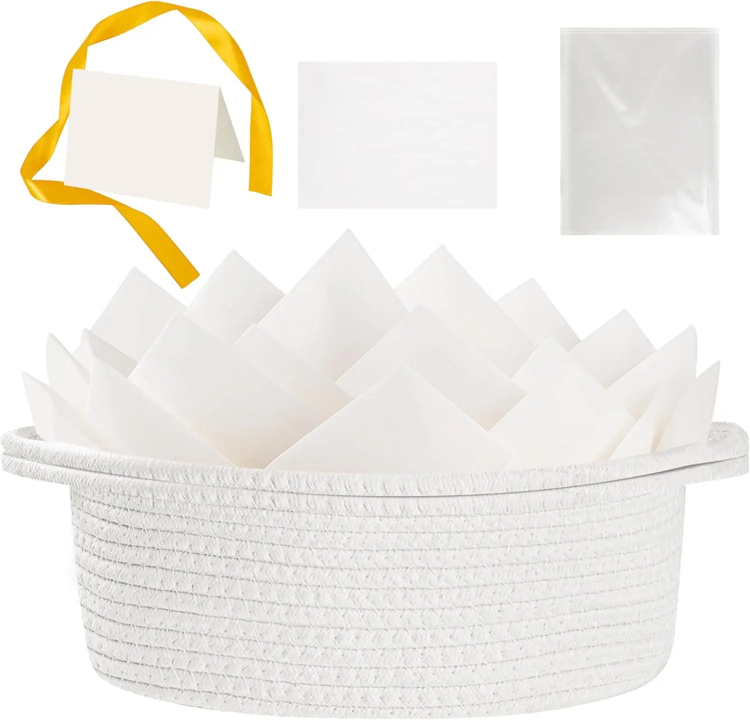 Woven Gift Basket with Handles for Storage, Picnic, Wedding, Graduation, Baby Shower, White 12x8x5 inches
Woven Gift Basket with Handles for Storage, Picnic, Wedding, Graduation, Baby Shower, White 12x8x5 inches