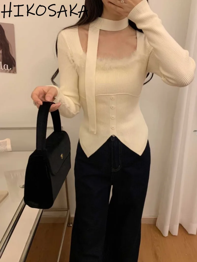 Casual Square Collar Long Sleeve Knitwear Autumn New All-match Furry Tassel Sweet Split Jumpers Korean Chic Pullovers Female
Casual Square Collar Long Sleeve Knitwear Autumn New All-match Furry Tassel Sweet Split Jumpers Korean Chic Pullovers Female