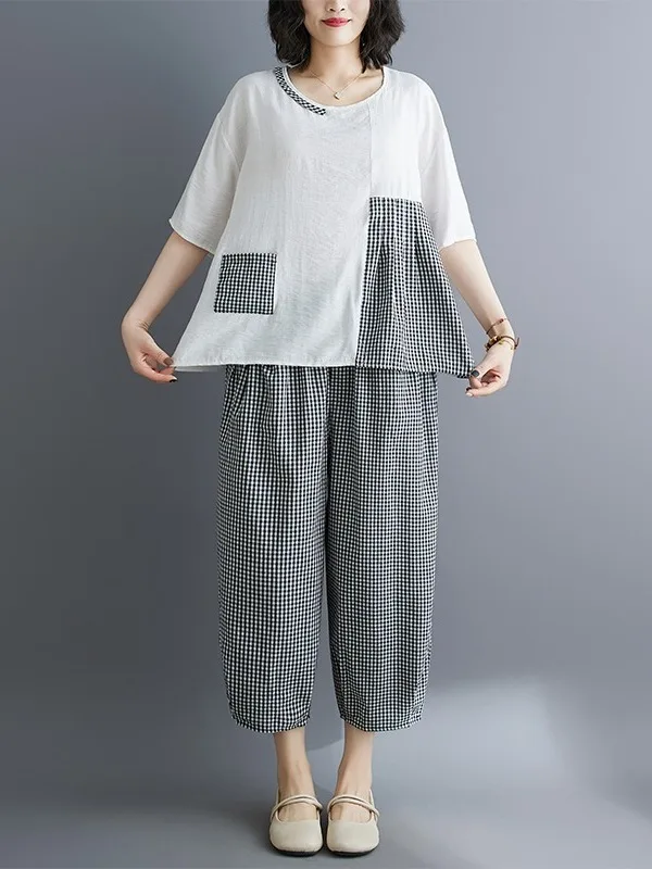 Casual Cotton Linen Summer Outfit Set for Young Mothers in Middle Age Loose plus Size Two Piece Set Comfortable Breathable
Casual Cotton Linen Summer Outfit Set for Young Mothers in Middle Age Loose plus Size Two Piece Set Comfortable Breathable