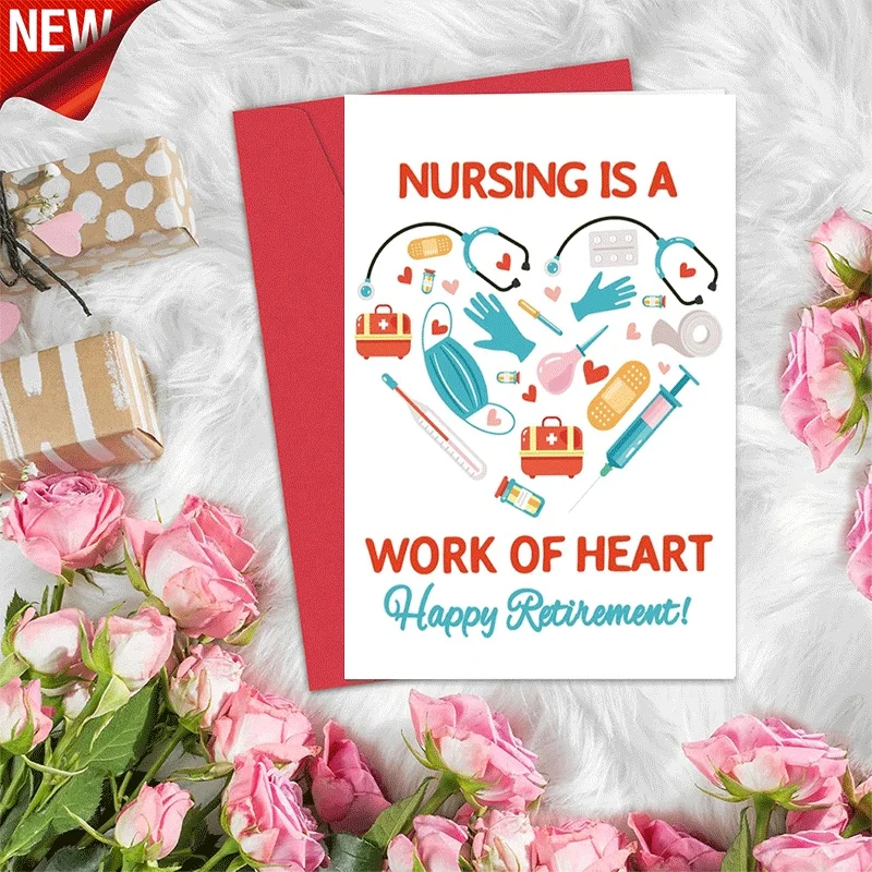 Nursing Is A Work Of Heart Happy Retirement Card, Nurse Themed Greeting Card for Retired Registered Nurse
Nursing Is A Work Of Heart Happy Retirement Card, Nurse Themed Greeting Card for Retired Registered Nurse