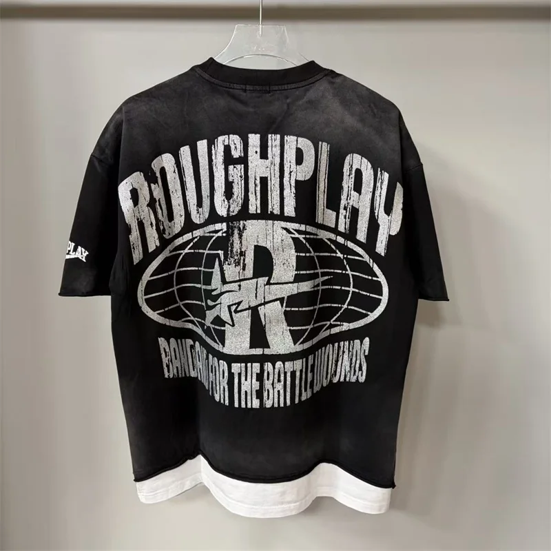 American Hip Hop Rough Play T Shirts Men Women Black Round Neck Short Sleeves ROUGHPLAY Skeleton Print Top Tees
American Hip Hop Rough Play T Shirts Men Women Black Round Neck Short Sleeves ROUGHPLAY Skeleton Print Top Tees