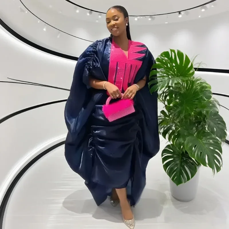 African Women's Plus Size Clothes New Arrival V-Neck Batwing Sleeve Embroidered Ruched Irregular Dress Wedding Gown Bubu Robe
African Women's Plus Size Clothes New Arrival V-Neck Batwing Sleeve Embroidered Ruched Irregular Dress Wedding Gown Bubu Robe