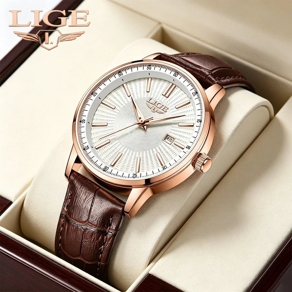 LIGE New Watches For Men Rose Gold Waterproof Leather Men's Quartz Wristwatch Fashion Business Date Chronograph Montre Homme
LIGE New Watches For Men Rose Gold Waterproof Leather Men's Quartz Wristwatch Fashion Business Date Chronograph Montre Homme