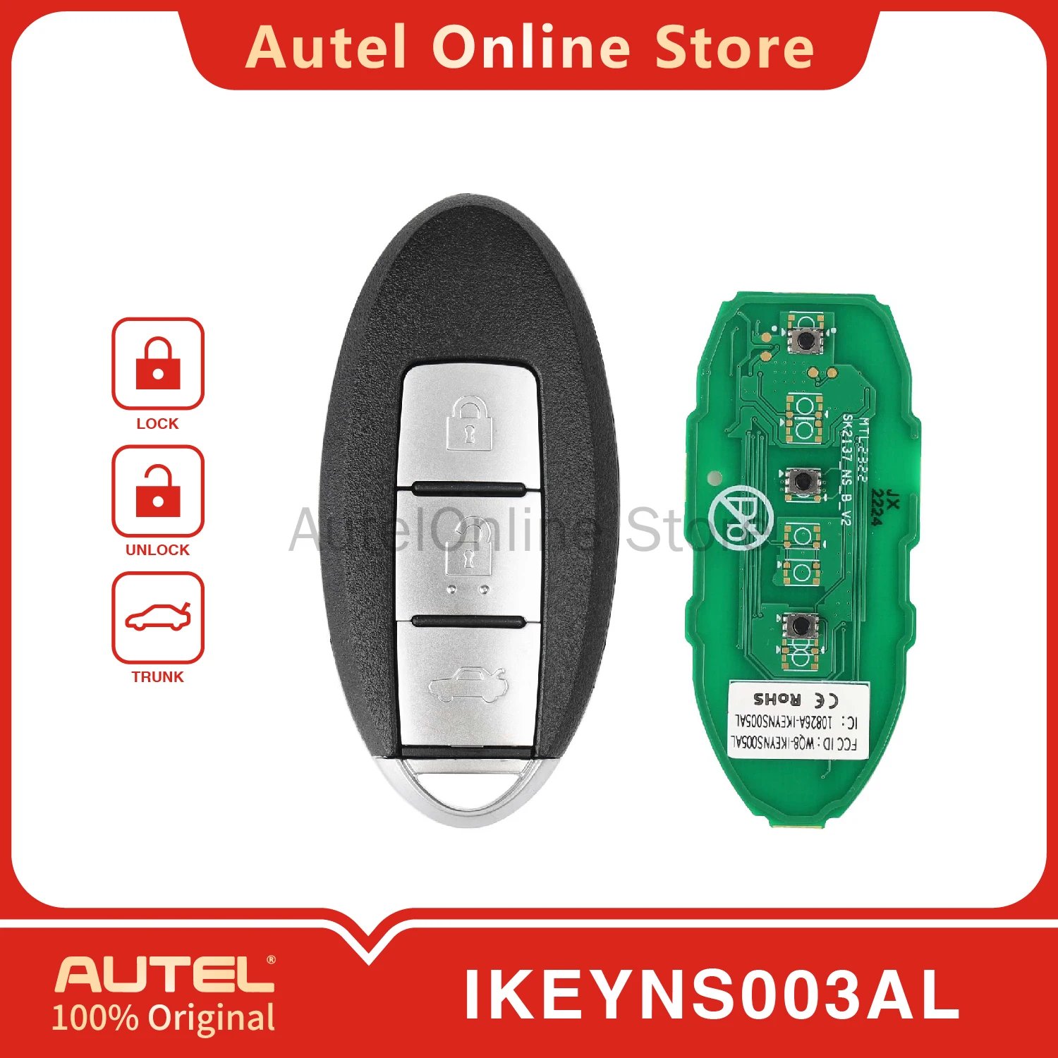 AUTEL IKEYNS003AL 3 Buttons Universal Smart Remote Key for KM100/IM508/IM608 for Nissan
AUTEL IKEYNS003AL 3 Buttons Universal Smart Remote Key for KM100/IM508/IM608 for Nissan