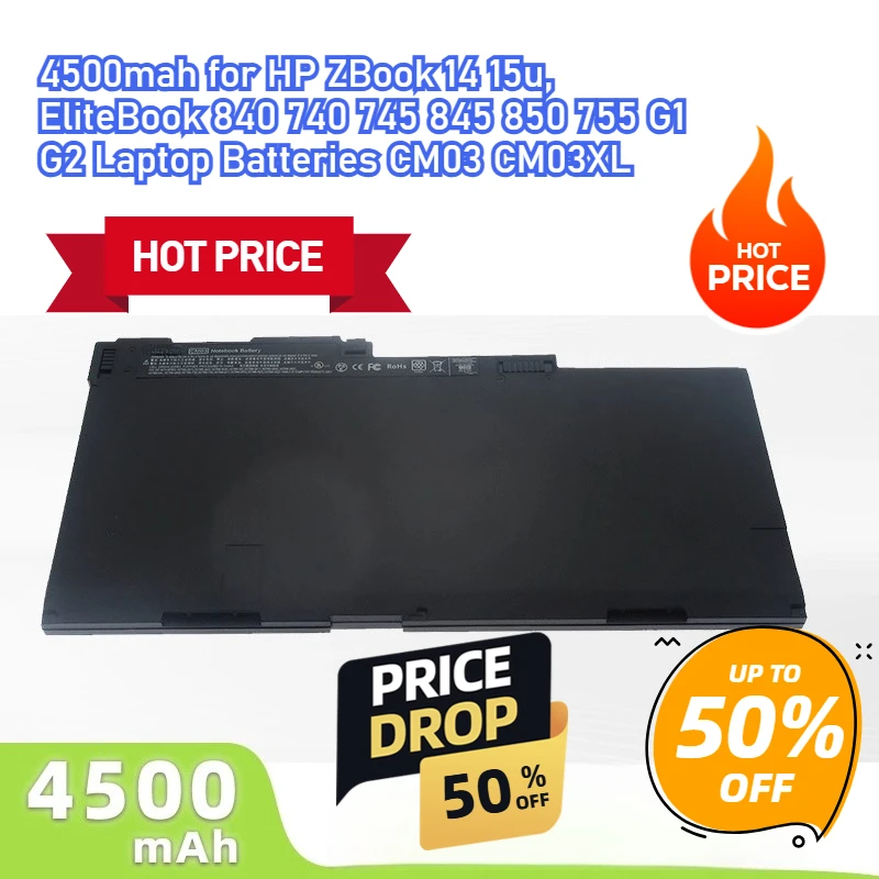 4500 мАч для HP ZBook 14 15u, EliteBook 840 740 745 845 850 755 G1 G2 Аккумуляторы для ноутбуков CM03 CM03XL
4500 мАч для HP ZBook 14 15u, EliteBook 840 740 745 845 850 755 G1 G2 Аккумуляторы для ноутбуков CM03 CM03XL