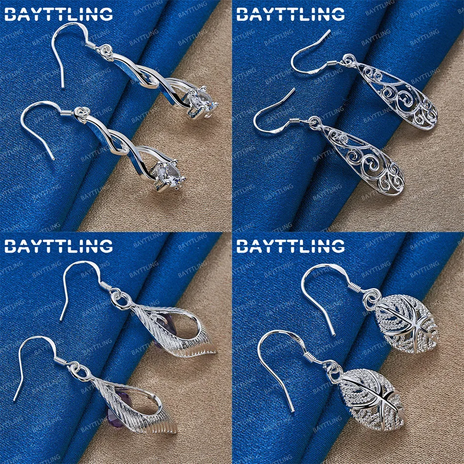Charm 925 Sterling Silver Exquisite Leaf Zircon Dangle Earrings Women Jewelry Party Gift Wedding Accessories
Charm 925 Sterling Silver Exquisite Leaf Zircon Dangle Earrings Women Jewelry Party Gift Wedding Accessories