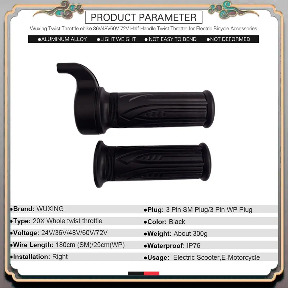 Durable E Bike Throttle For Wuxing Ebike Twist Throttle Left And Right Hand Throttle With 3 Pin Connector Ebike Parts
Durable E Bike Throttle For Wuxing Ebike Twist Throttle Left And Right Hand Throttle With 3 Pin Connector Ebike Parts