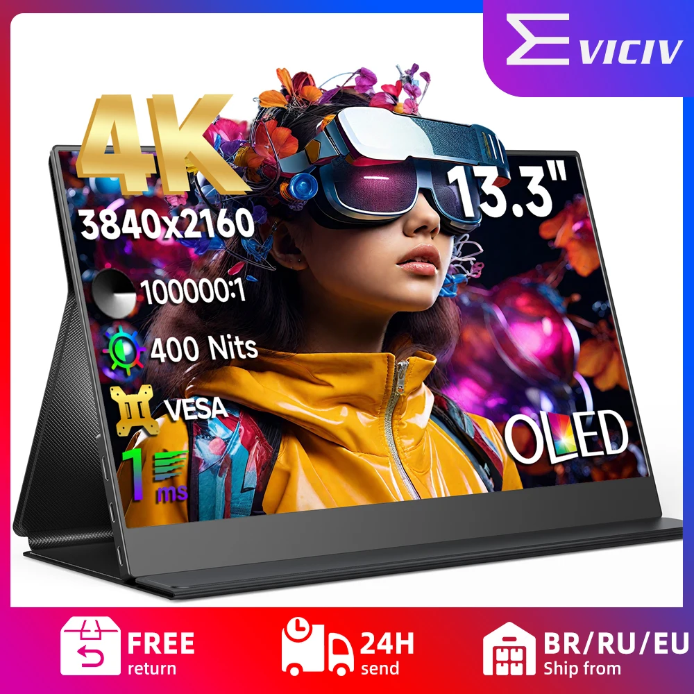 Портативный 4K OLED-монитор 13,3 дюйма, разрешение 3840*2160, USB-C Mini HDMI OLED-дисплей с 100% DCI-P3 1MS, ультратонкий внешний экран для ноутбука, Windows, Mac, Phone Switch
Портативный 4K OLED-монитор 13,3 дюйма, разрешение 3840*2160, USB-C Mini HDMI OLED-дисплей с 100% DCI-P3 1MS, ультратонкий внешний экран для ноутбука, Windows, Mac, Phone Switch