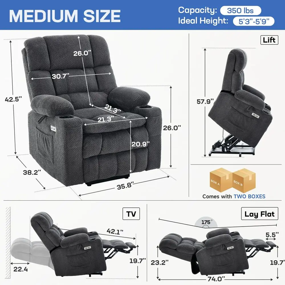 Dual Motor Power Lift Chair Recliner for Elderly with Massage and Heat, Infinite Position Electric Lift Recliner with Adjustabl
Dual Motor Power Lift Chair Recliner for Elderly with Massage and Heat, Infinite Position Electric Lift Recliner with Adjustabl