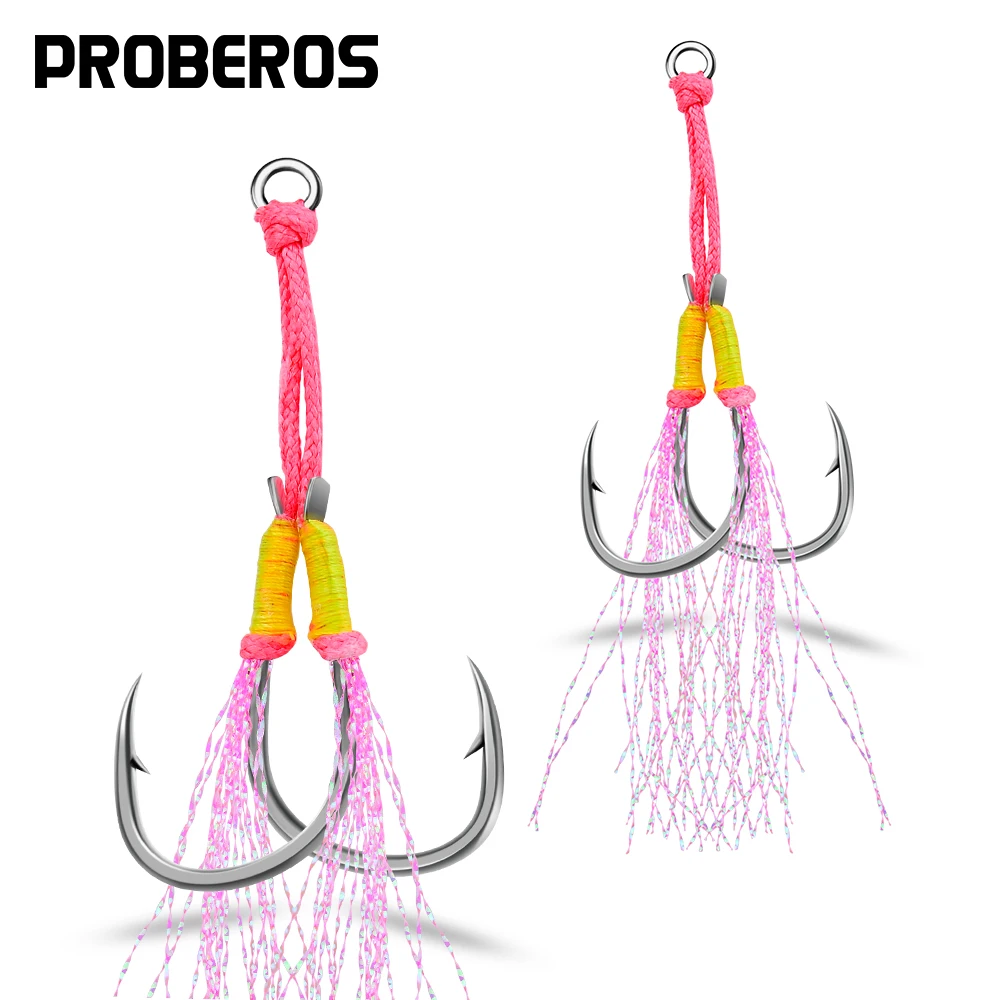 PROBEROS 5Pcs/lot New Style Tied With Pink Bright Wire Iron Plate Double Hook Black High Carbon Steel Fish Hook Wholesale
PROBEROS 5Pcs/lot New Style Tied With Pink Bright Wire Iron Plate Double Hook Black High Carbon Steel Fish Hook Wholesale