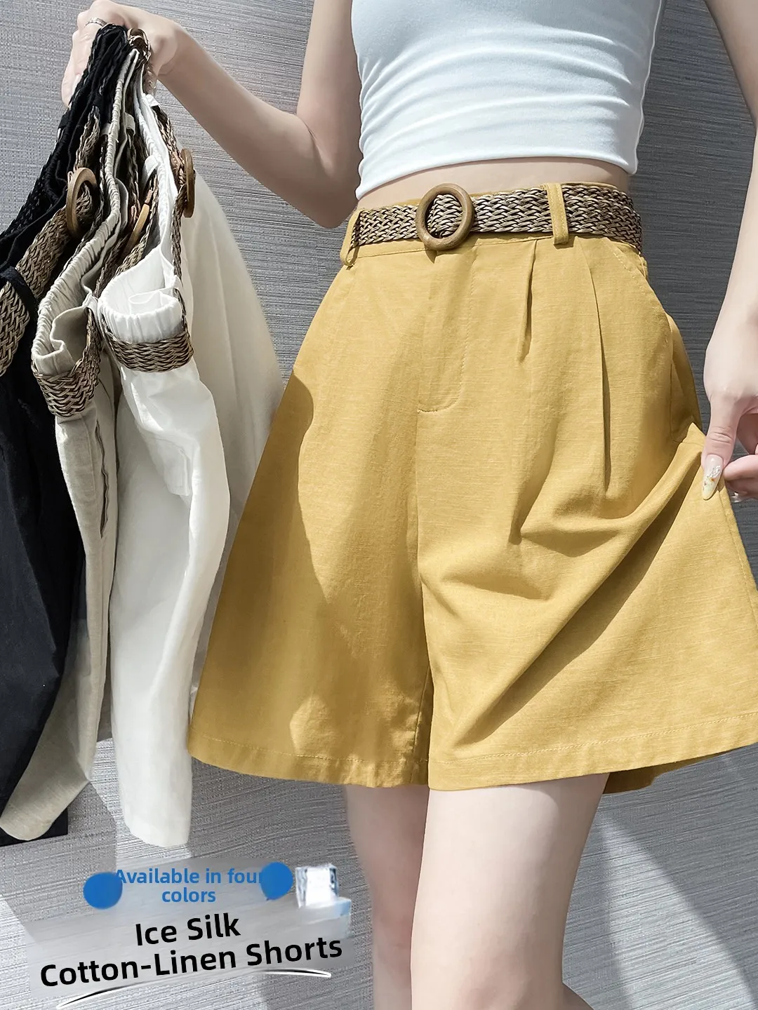 High Waist Ice Silk Cotton Linen Shorts Women's Summer Casual Wide Leg Pants Small Size Slimming Drapey Five-Quarter Length
High Waist Ice Silk Cotton Linen Shorts Women's Summer Casual Wide Leg Pants Small Size Slimming Drapey Five-Quarter Length