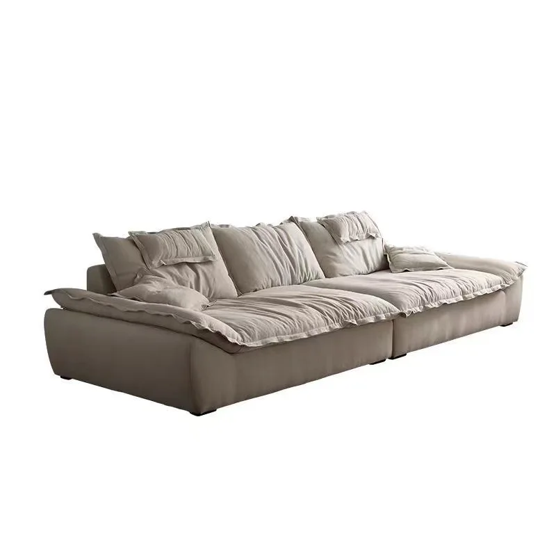 Linen sofa living room modern simple straight row down super deep small apartment cream backrest sailing sofa customization
Linen sofa living room modern simple straight row down super deep small apartment cream backrest sailing sofa customization
