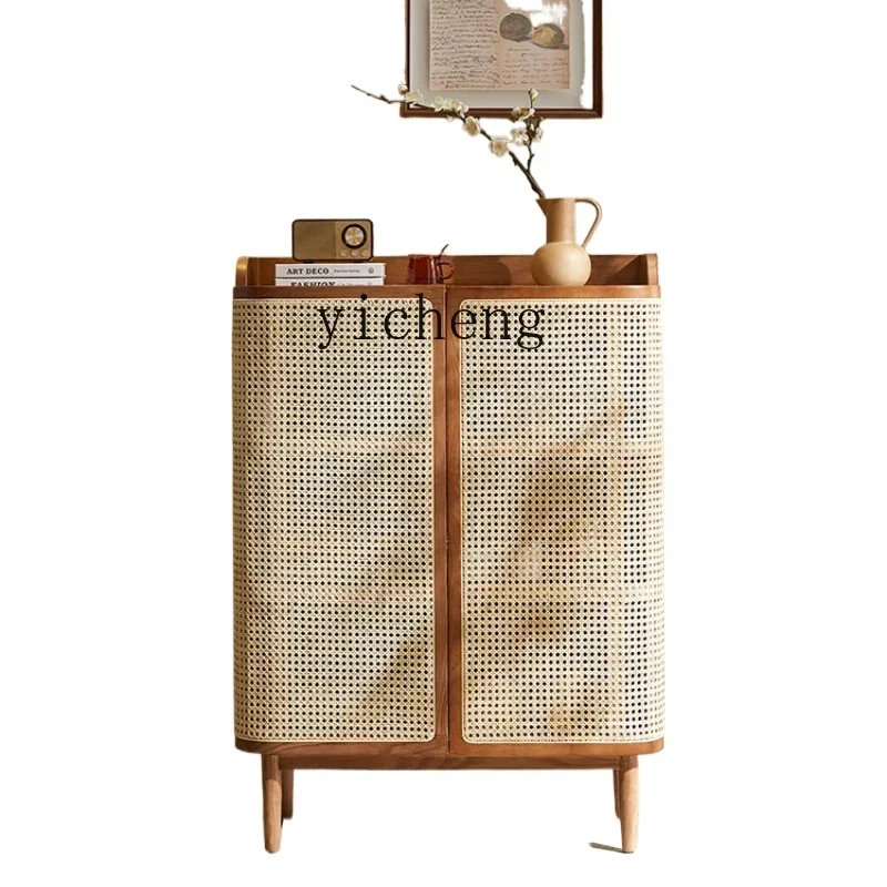 Nordic solid wood shoe cabinet storage cabinet Japanese simple modern rattan storage cabinet 
Nordic solid wood shoe cabinet storage cabinet Japanese simple modern rattan storage cabinet