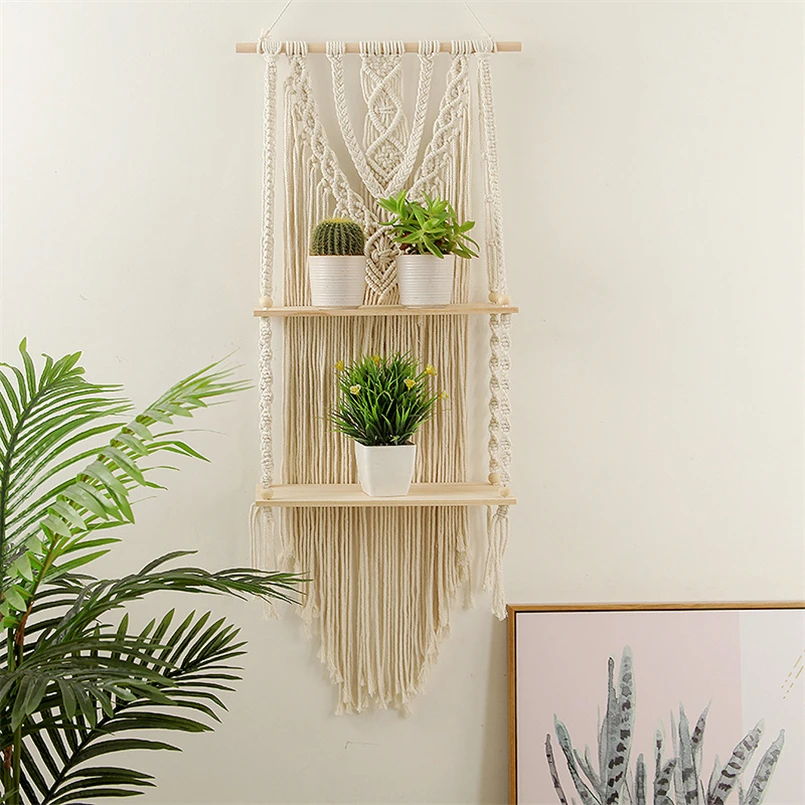 Bohemian Hand-woven Cotton Thread Bedside Tapestry Nordic Style Ins Living Room Study Two-layer Storage Rack
Bohemian Hand-woven Cotton Thread Bedside Tapestry Nordic Style Ins Living Room Study Two-layer Storage Rack