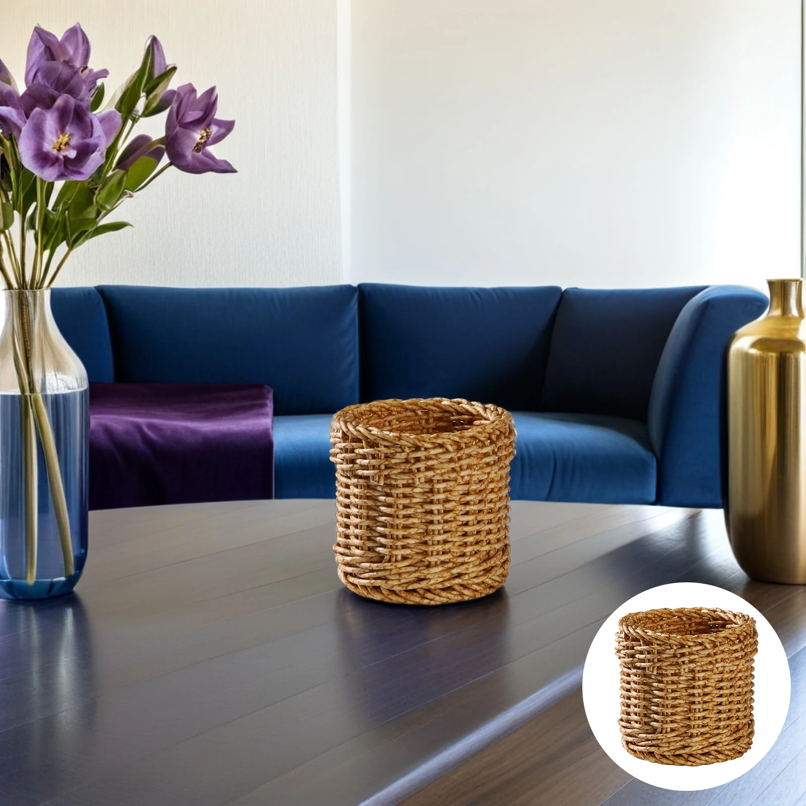 Imitation Rattan Pen Holder Desktop Pencil Holder Makeup Brush Storage Box Multi-Functional Woven Basket Desktop Organizer
Imitation Rattan Pen Holder Desktop Pencil Holder Makeup Brush Storage Box Multi-Functional Woven Basket Desktop Organizer