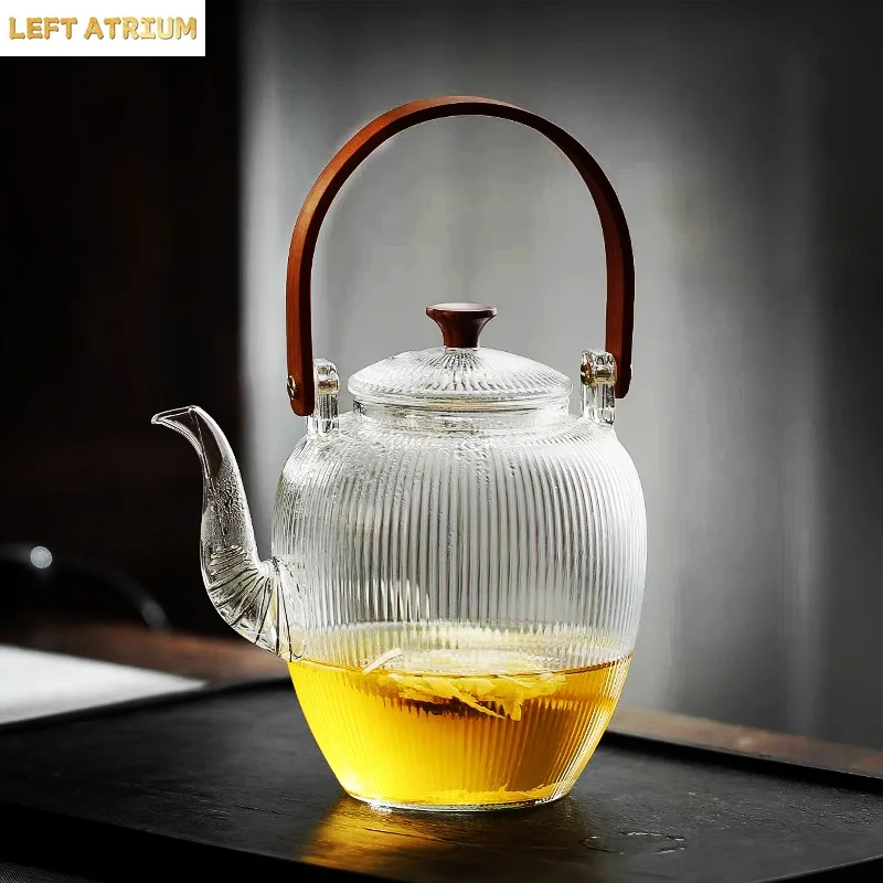 Japanese Vertical Striped Glass Teapot With Filter 1000ml Boiling Flower Tea Kettle Kungfu Bamboo Handle Lifting Beam Tea Pot
Japanese Vertical Striped Glass Teapot With Filter 1000ml Boiling Flower Tea Kettle Kungfu Bamboo Handle Lifting Beam Tea Pot