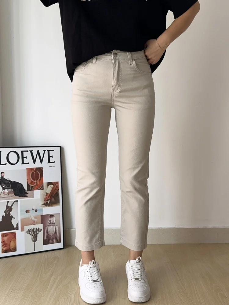 High Waist Elastic Slim Straight Tube Jeans Women's Summer Nine Points Denim Pants Muming ey Cotton Stretch Bootcut Trousers
High Waist Elastic Slim Straight Tube Jeans Women's Summer Nine Points Denim Pants Muming ey Cotton Stretch Bootcut Trousers