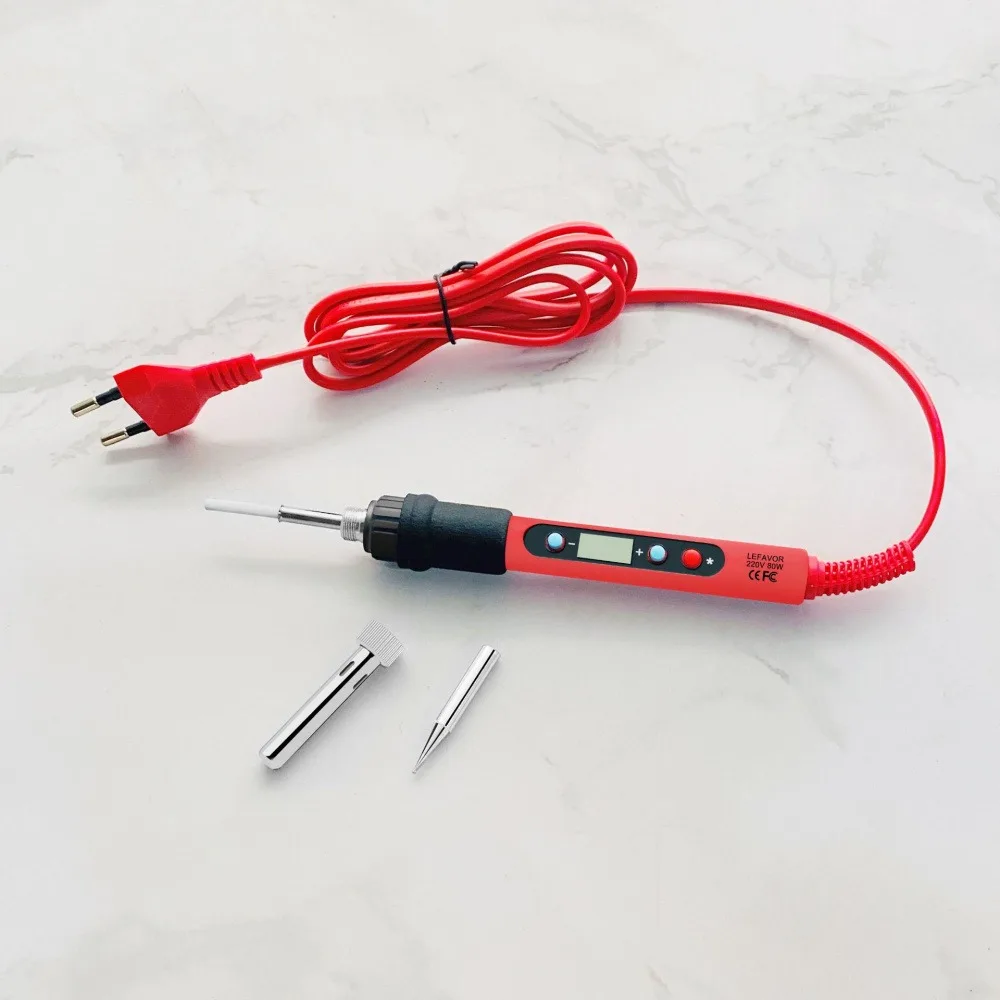 80W Digital Soldering Iron US/EU Plug Internal Heating Adjustable Temperature LCD Welding Tool Ceramic Heater Soldering Tips
80W Digital Soldering Iron US/EU Plug Internal Heating Adjustable Temperature LCD Welding Tool Ceramic Heater Soldering Tips