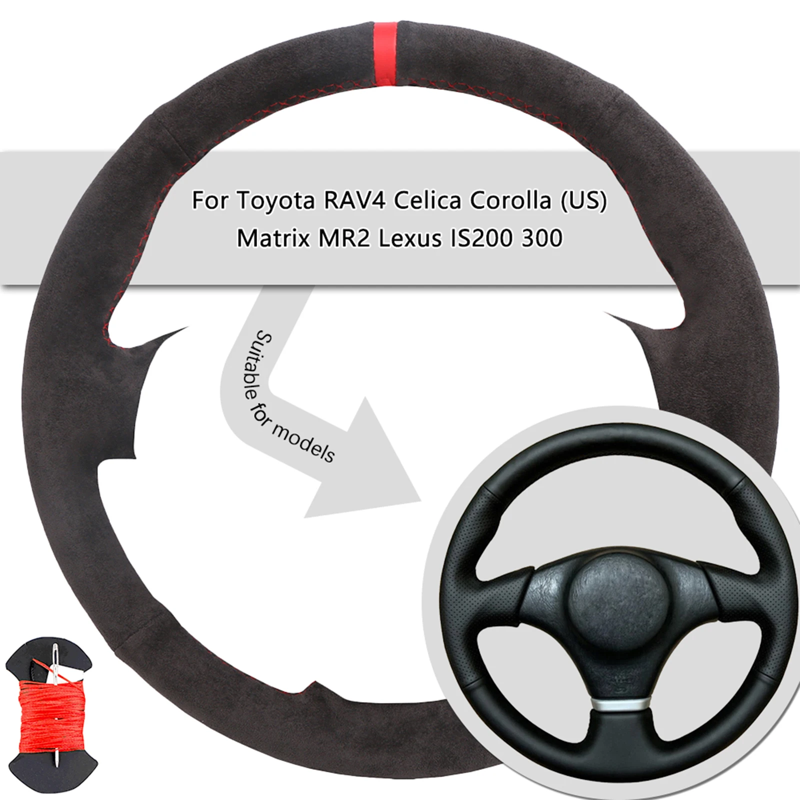 Suede Leather Car Steering Wheel Cover For Toyota RAV4 Celica Corolla (US) Matrix MR2 Lexus IS200 300 Steering Wheel Wrap
Suede Leather Car Steering Wheel Cover For Toyota RAV4 Celica Corolla (US) Matrix MR2 Lexus IS200 300 Steering Wheel Wrap