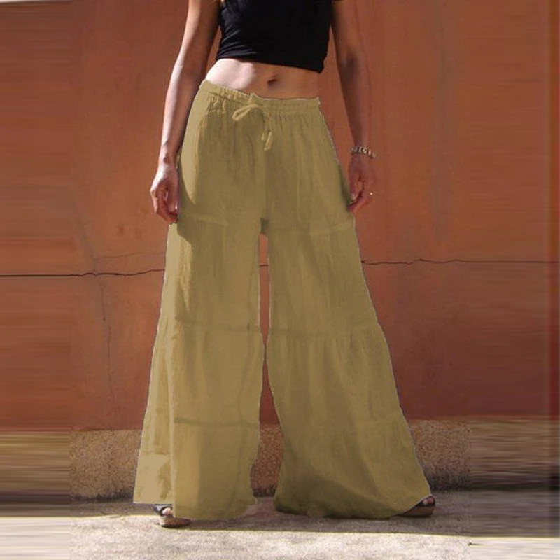 Fashion Beach High Street Flare Pants Casual Elastic Waist Solid Color Women's Trousers Spring Summer Loose Pleated Long Pants
Fashion Beach High Street Flare Pants Casual Elastic Waist Solid Color Women's Trousers Spring Summer Loose Pleated Long Pants