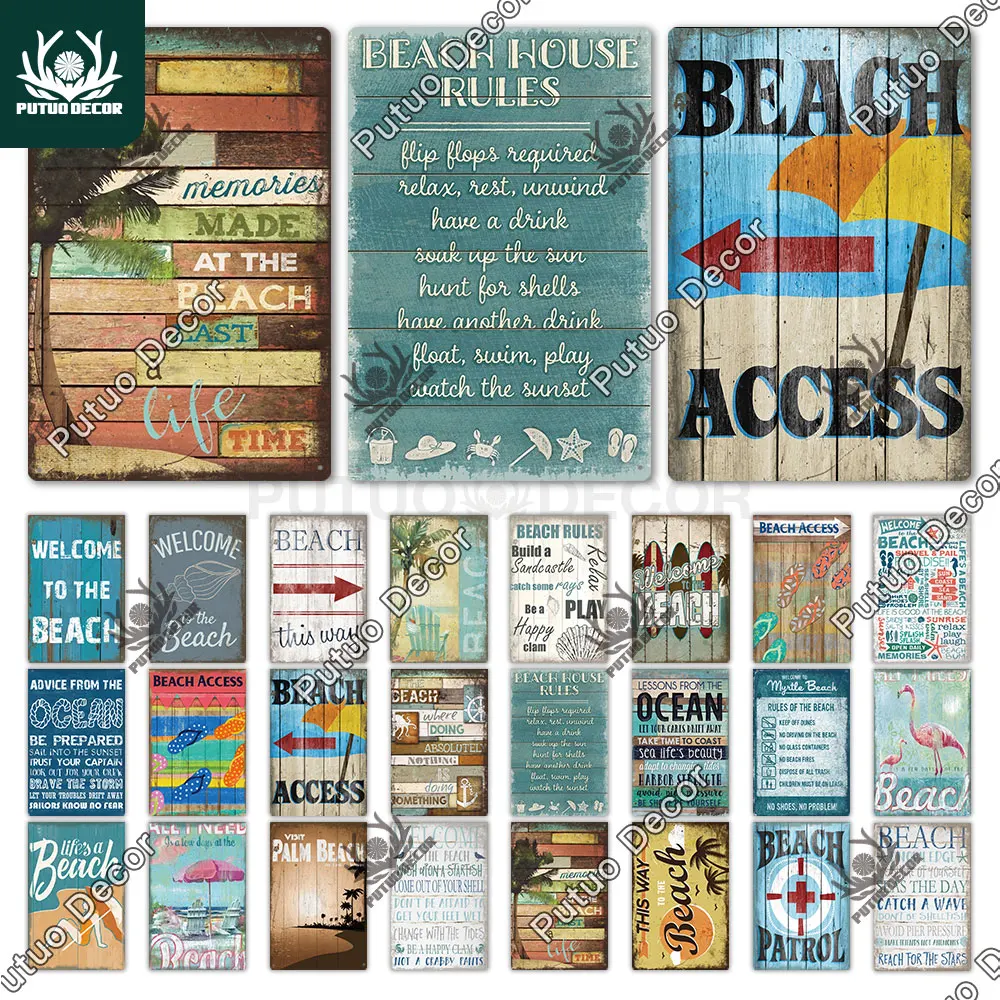Putuo Decor Beach Slogan Vintage Tin Sign Plaque Metal Wall Art Poster for Pub Bar House Surf Club Retro Iron Paintings
Putuo Decor Beach Slogan Vintage Tin Sign Plaque Metal Wall Art Poster for Pub Bar House Surf Club Retro Iron Paintings