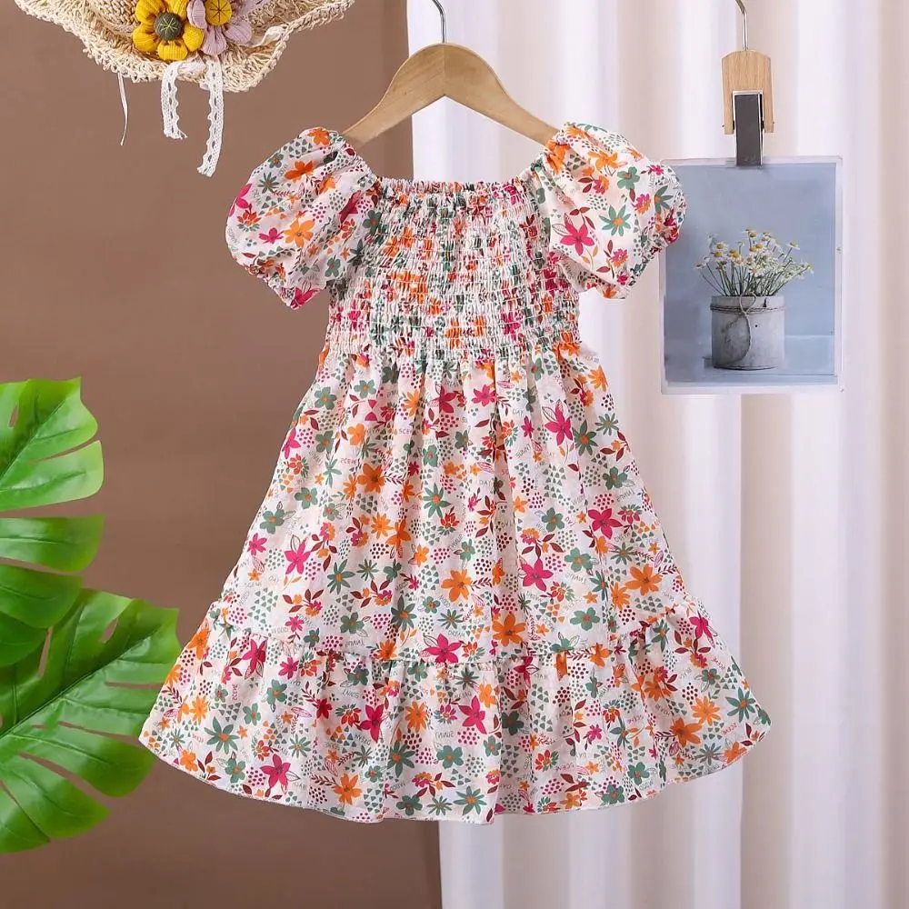 Fashion Puff Sleeve Girls Floral Dress Flower Square Neck Summer Kids Dresses Loose Pleated Children Princess Dress Students
Fashion Puff Sleeve Girls Floral Dress Flower Square Neck Summer Kids Dresses Loose Pleated Children Princess Dress Students