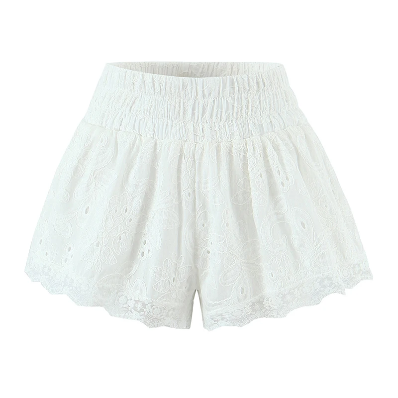 2025 Women French Style Vintage Elastic Waist Lace Embroidery White Shorts Summer Holiday Wear
2025 Women French Style Vintage Elastic Waist Lace Embroidery White Shorts Summer Holiday Wear
