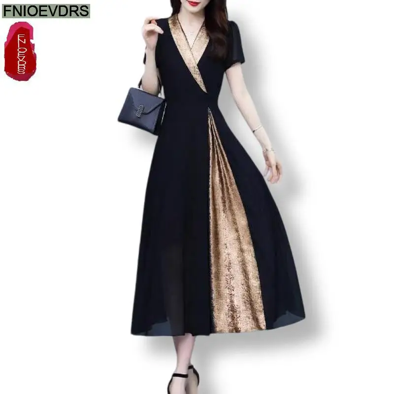 Summer Casual Holiday Dress Women New 2024 French European Style Design Patchwork Elegant Gold Color Retro Long Dresses Vestidos
Summer Casual Holiday Dress Women New 2024 French European Style Design Patchwork Elegant Gold Color Retro Long Dresses Vestidos