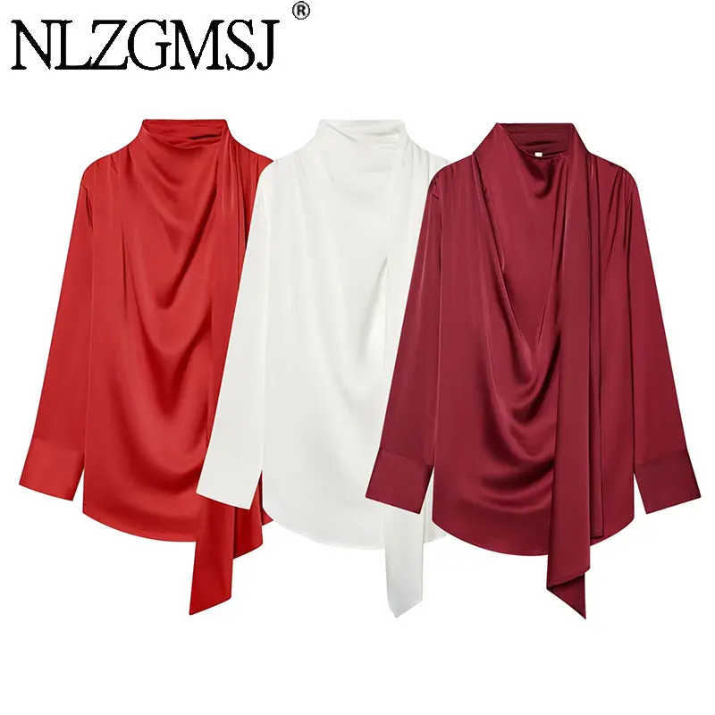 NLZGMSJ 2026 Spring Chic Women Casual Blouse Long Sleeve Stand Lace Up Draped Loose Shirt Female Office Lady Top
NLZGMSJ 2026 Spring Chic Women Casual Blouse Long Sleeve Stand Lace Up Draped Loose Shirt Female Office Lady Top