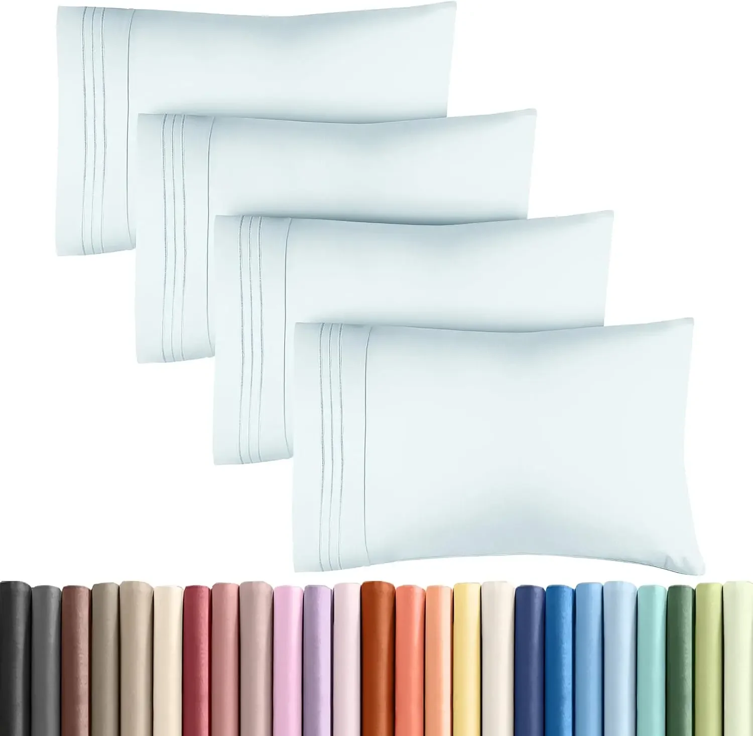 Ultra Soft King Pillowcases Set of 4 - Hotel Quality, Wrinkle & Fade Resistant - Machine Washable Pillow Protectors - Ice Blue
Ultra Soft King Pillowcases Set of 4 - Hotel Quality, Wrinkle & Fade Resistant - Machine Washable Pillow Protectors - Ice Blue