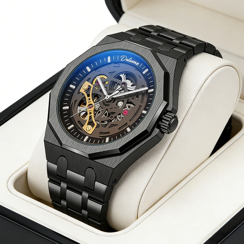 Black Steel Automatic Men's Watches Luxury Skeleton Mechanical Wrist Watch for Man Waterproof Stainless Steel Luminous Watch
Black Steel Automatic Men's Watches Luxury Skeleton Mechanical Wrist Watch for Man Waterproof Stainless Steel Luminous Watch