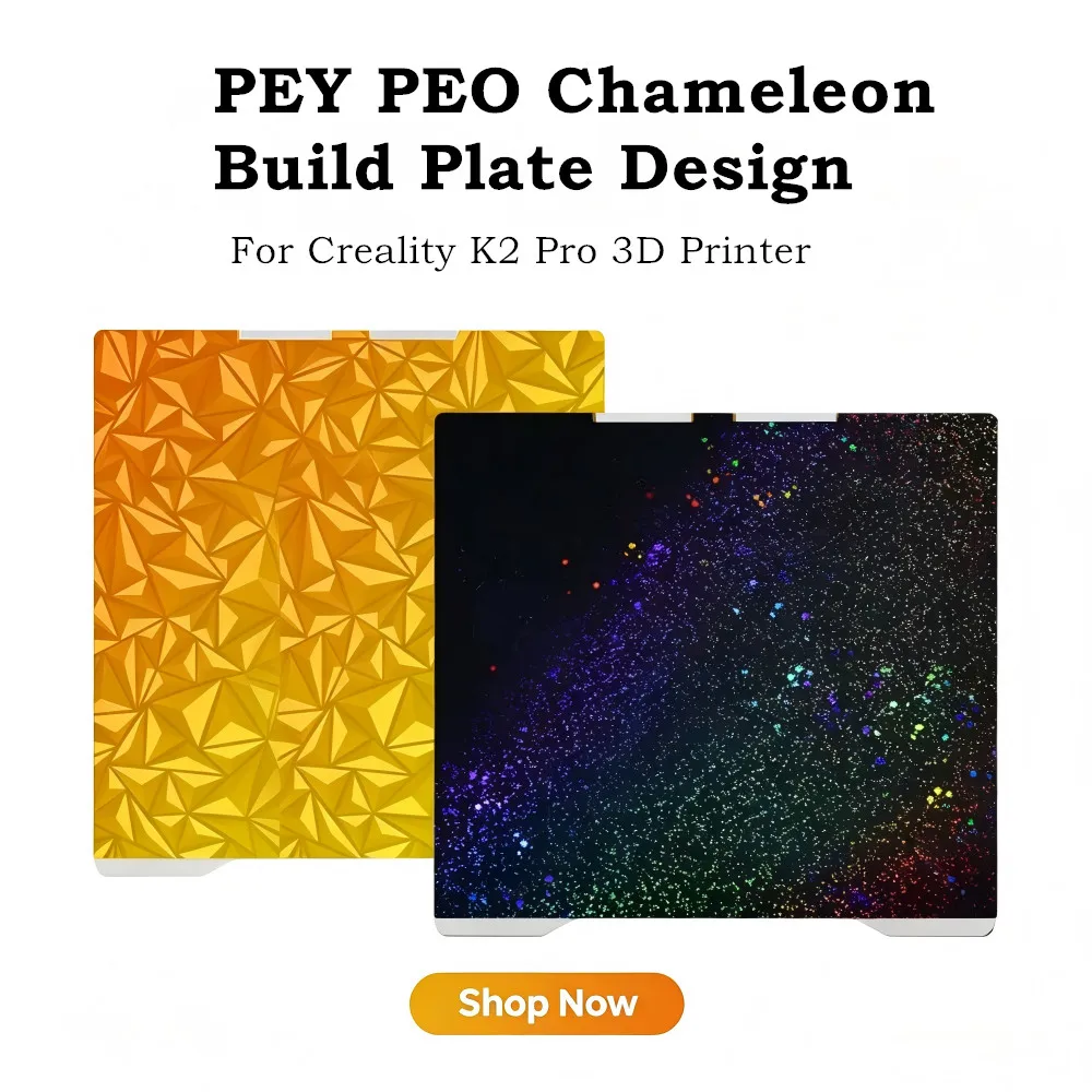 For Creality K2 Pro PEI Build Plate 310x325mm Double Sided Chameleon PEO+Starry PEY Flexible Spring Steel Sheet Strong Adhesion
For Creality K2 Pro PEI Build Plate 310x325mm Double Sided Chameleon PEO+Starry PEY Flexible Spring Steel Sheet Strong Adhesion