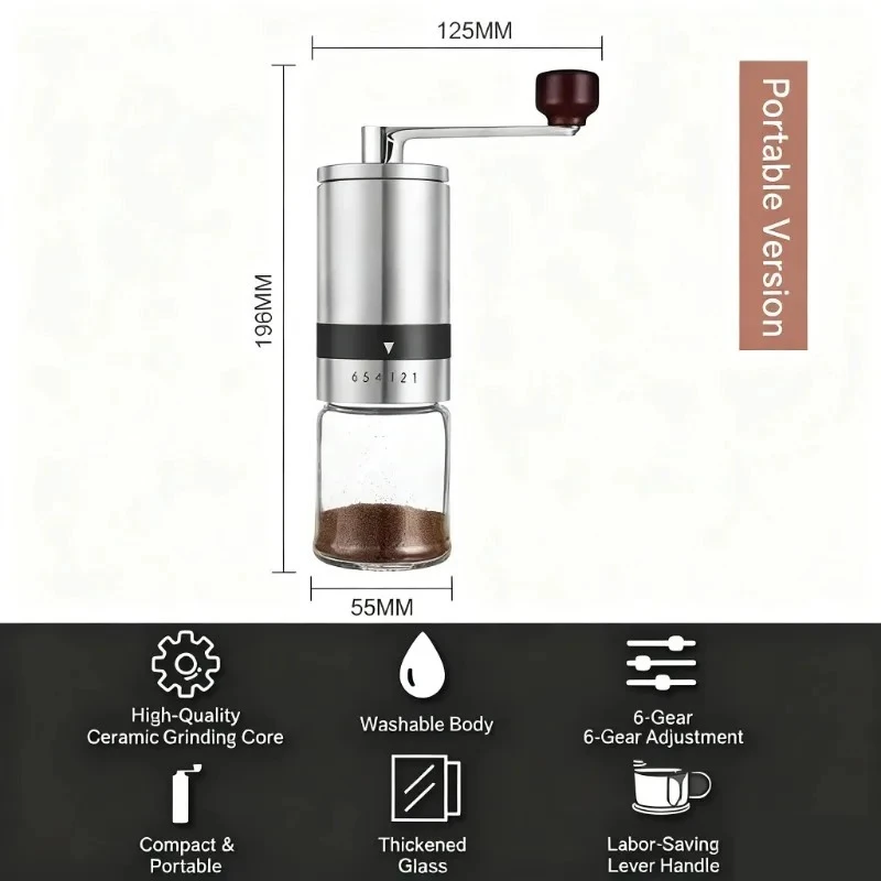 Premium Manual Coffee Grinder, Adjustable Ceramic Burr for Espresso/Drip/Pour Over, Portable Hand Coffee Mill with Ergonomic Han
Premium Manual Coffee Grinder, Adjustable Ceramic Burr for Espresso/Drip/Pour Over, Portable Hand Coffee Mill with Ergonomic Han