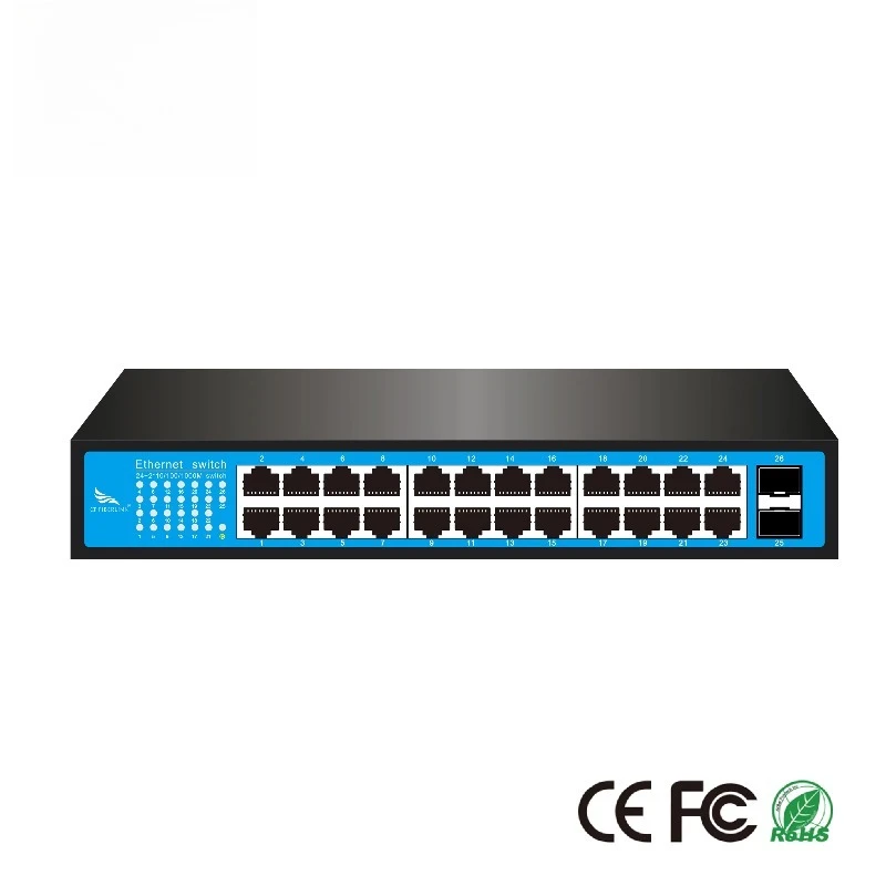 24 Port Gigabit Ethernet Switch with 2 Upstream SFP Ports Plug and Play Non Management Network Suitable for IP Cameras
24 Port Gigabit Ethernet Switch with 2 Upstream SFP Ports Plug and Play Non Management Network Suitable for IP Cameras